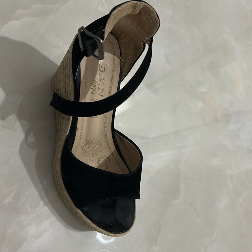 Siyah Yılan Desenli Dolgu Topuklu Kadın Ayakkabı - Görsel 4