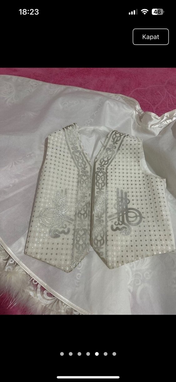 Beyaz Nakışlı Dantel Detaylı Çocuk Kostümü sünnetlik - Görsel 3