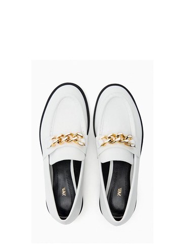 Beyaz Zincir Detaylı Kadın makosen - Görsel 2