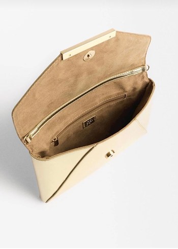 Kadın Altın Renk Parlak Deri Clutch Çanta - Görsel 2