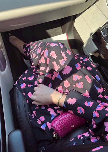 Pembe Desenli Uzun Salaş Elbise - Görsel 3