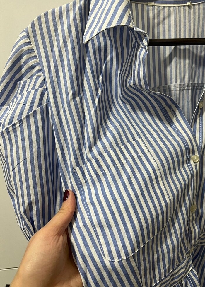 gömlek elbise çizgili - Görsel 2