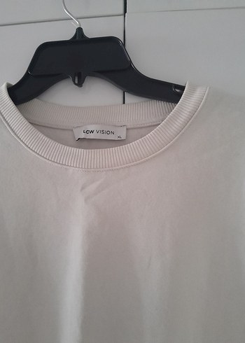 xl Beden Düğmeli Beyaz Kadın Sweatshirt