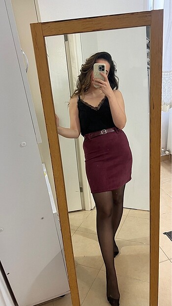 Diğer Bordo Kadife Etek