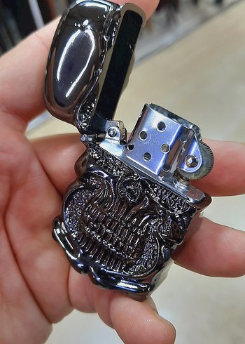 Gri Gotik Biker Erkek Kafatası Yüzük - Görsel 2