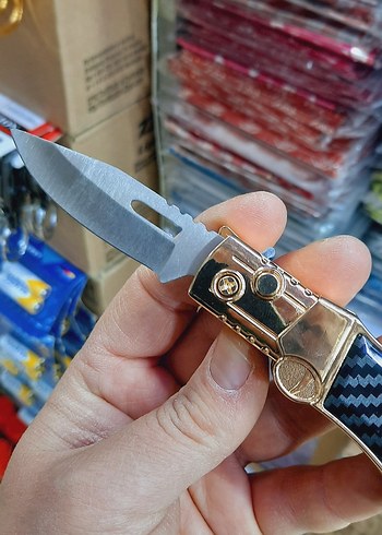 Altın Renkli Katlanabilir Cep Bıçağı hem çakmak - Görsel 6