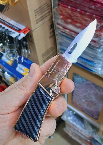 Altın Renkli Katlanabilir Cep Bıçağı hem çakmak - Görsel 2