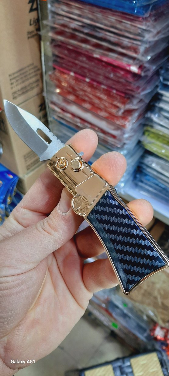 Altın Renkli Katlanabilir Cep Bıçağı hem çakmak - Görsel 3