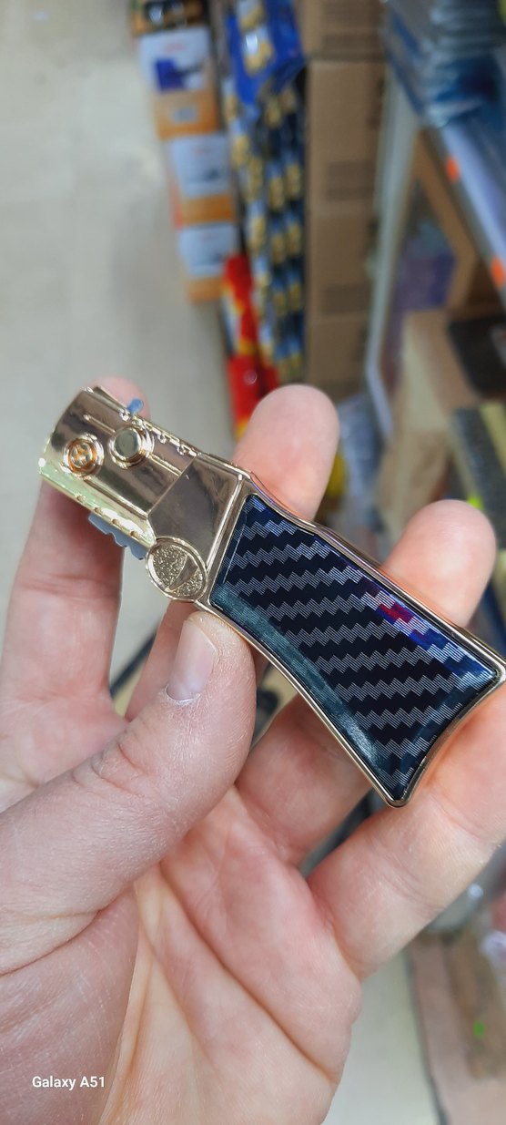 Altın Renkli Karbon Desenli Katlanır Çakı hem çakmak - Görsel 2