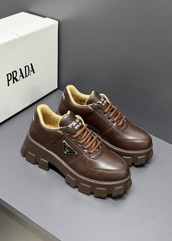Prada Kahverengi Deri Sneaker