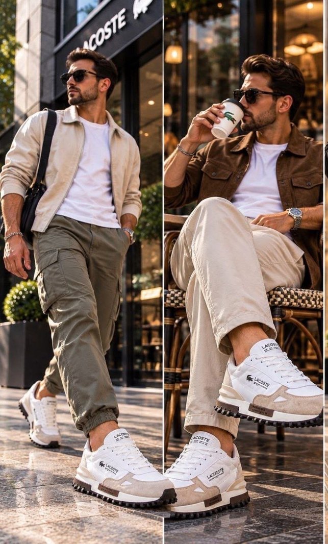 Lacoste Beyaz & Bej Retro Spor Ayakkabı — görsel 7/8