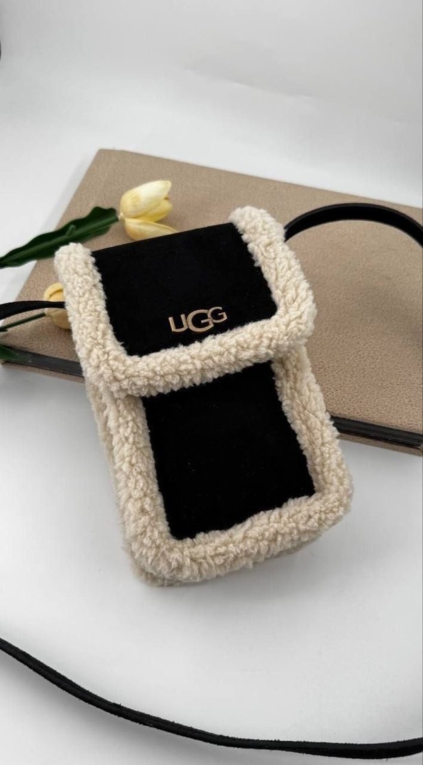 UGG Gri Süet & Peluş Omuz Çantası — görsel 7/10