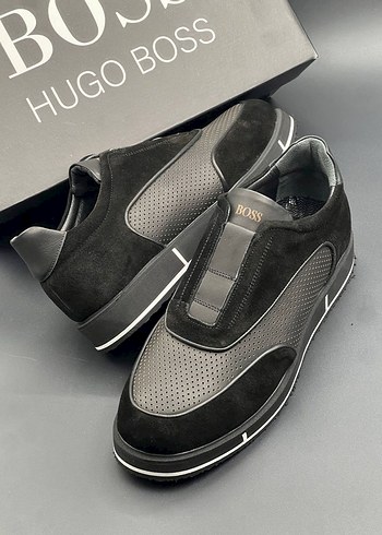 Hugo Boss Siyah Suet Ve Deri Sneaker