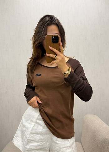 Kadın Kahverengi Uzun Kollu Oversize Sweatshirt