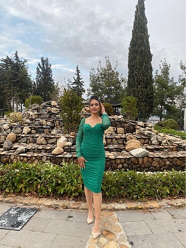 m Beden Yeşil elbise