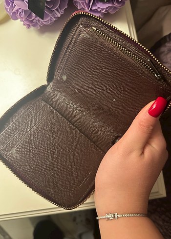 Coach Bordo Deri Fermuarlı Kadın Cüzdanı - Görsel 3