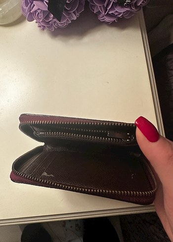 Coach Bordo Deri Fermuarlı Kadın Cüzdanı - Görsel 4