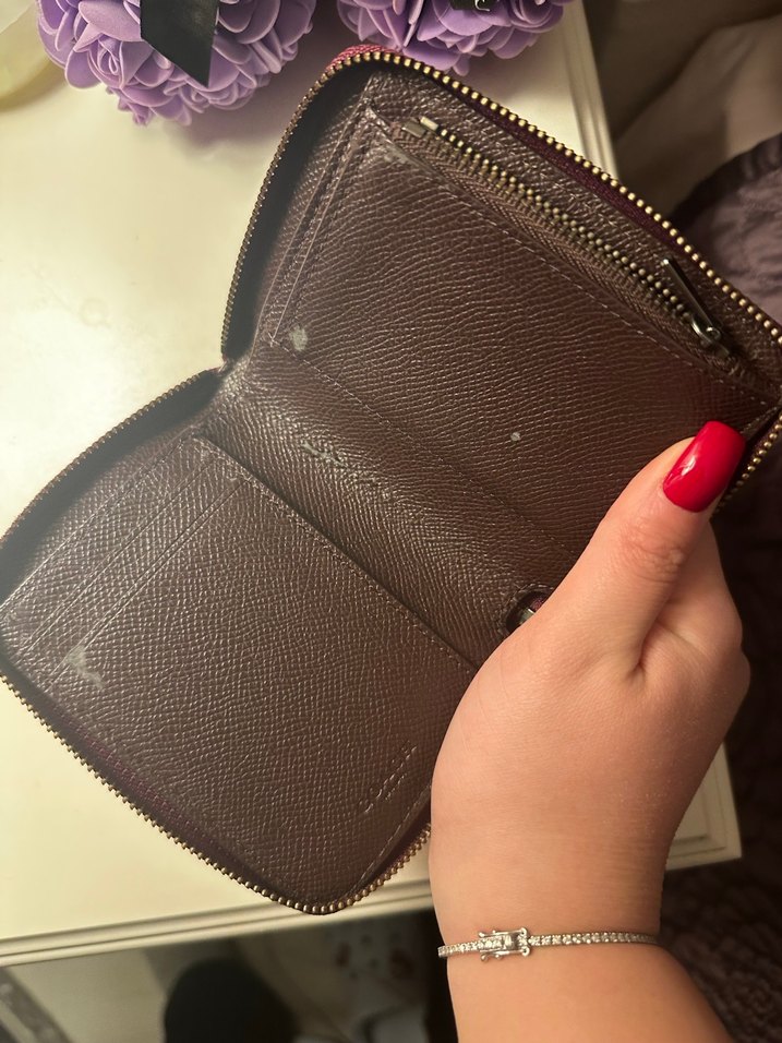 Coach Bordo Deri Fermuarlı Kadın Cüzdanı - Görsel 3