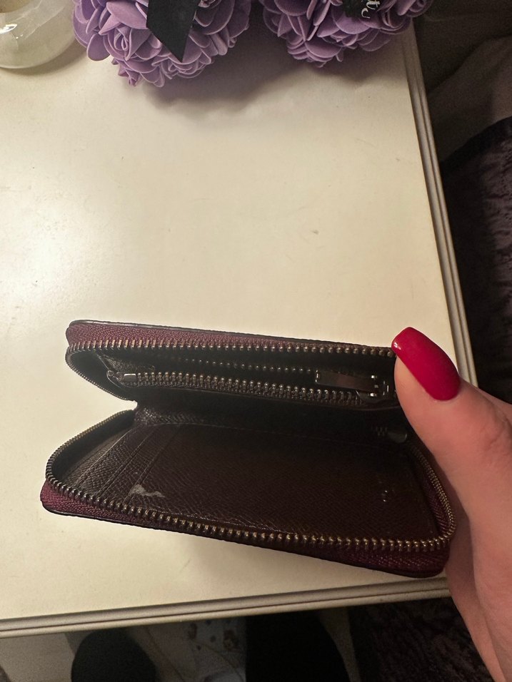 Coach Bordo Deri Fermuarlı Kadın Cüzdanı - Görsel 4