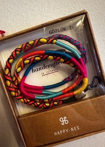 Happy Nes Renkli Bağlamalı Elastik Bohem Gözlük ipi - Görsel 2