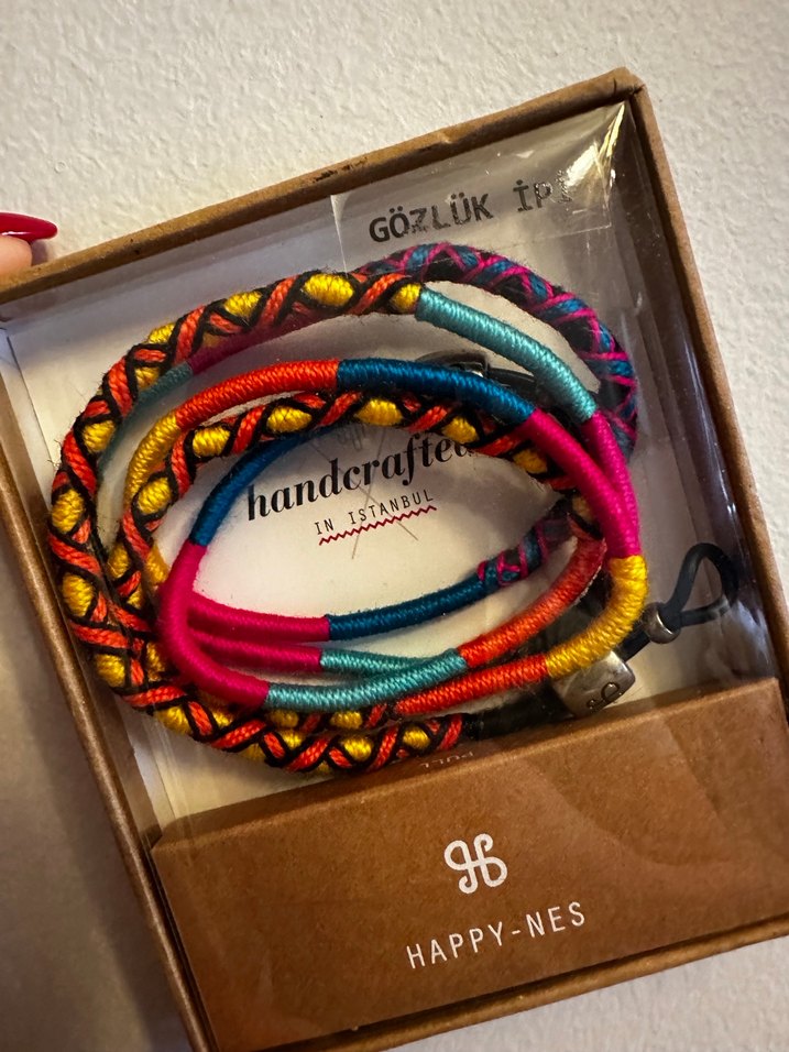 Happy Nes Renkli Bağlamalı Elastik Bohem Gözlük ipi - Görsel 2