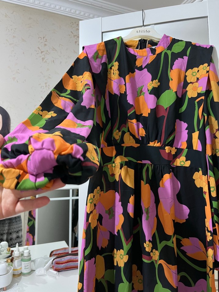 Diger Bohem Çiçek Desenli Uzun Elbise - Görsel 3