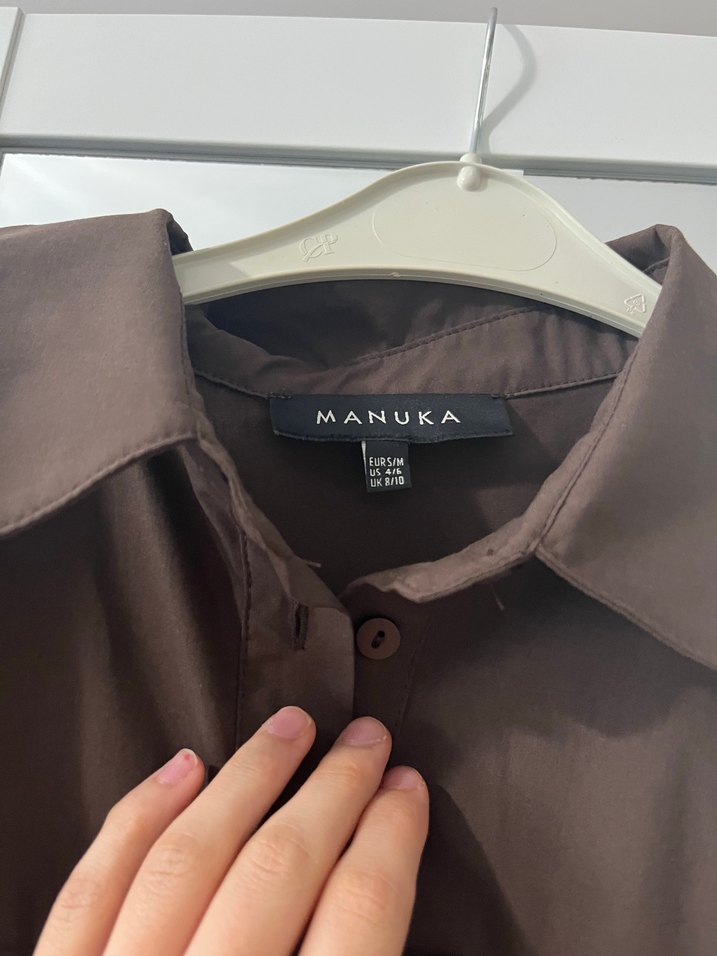 Manuka Büzgü Bağlama Detaylı Kahverengi Tunik - Görsel 3