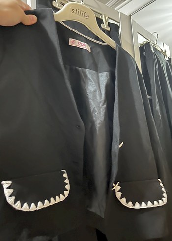 Düğmeli Siyah Mini Goth Kadın Takım - Görsel 4