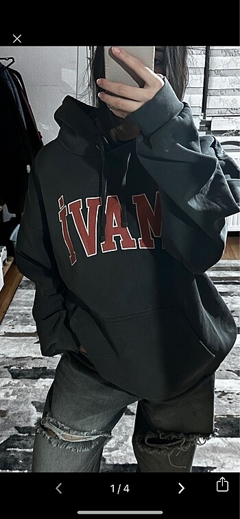 mavi antrasit renkli oversize sweatshirt