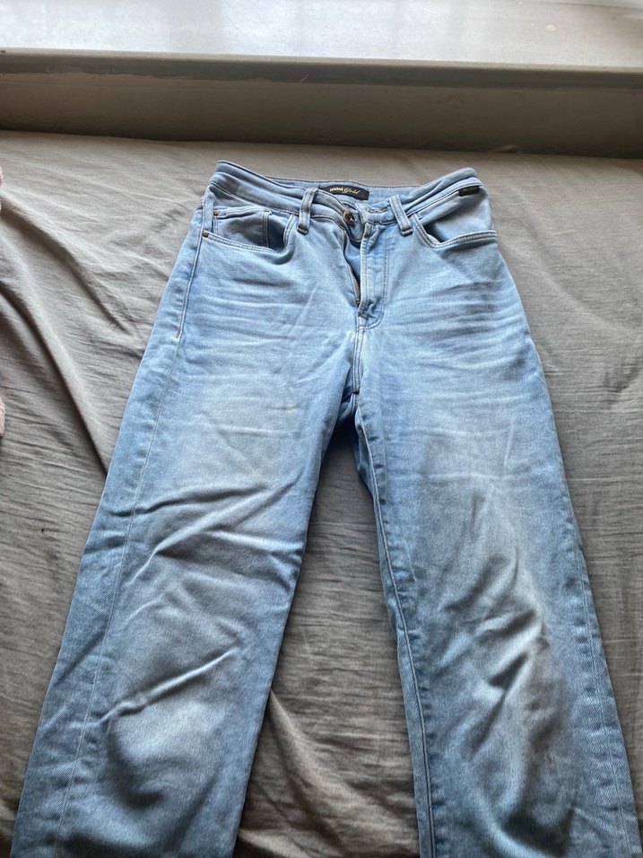 Kadın Mavi Denim Kemerli Sokak Stili Jean - Görsel 3