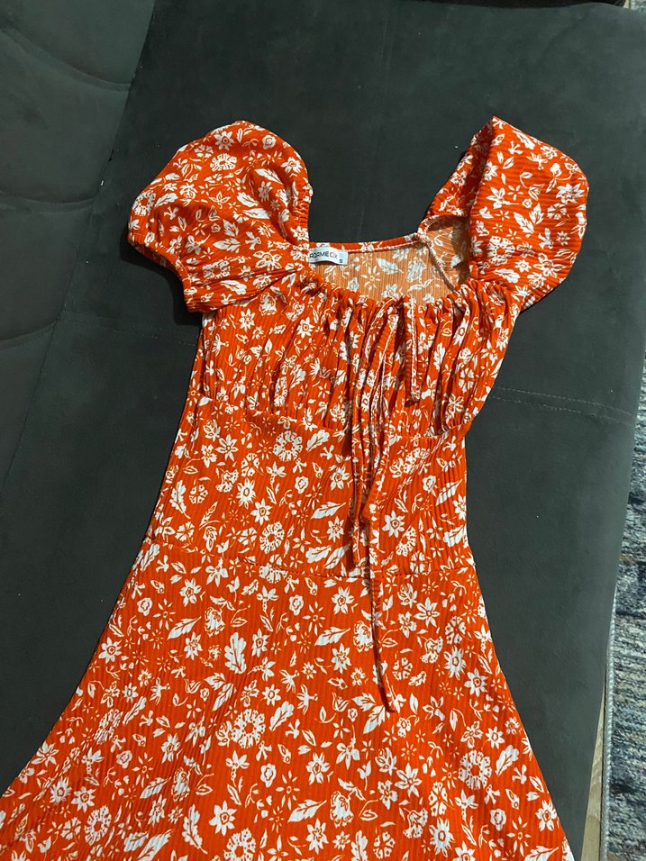 Turuncu Askılı Mini Elbise - Görsel 2