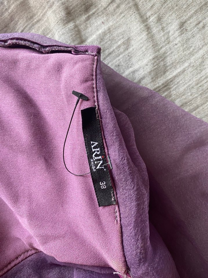 Mor Drapeli Midi Bohem Gelinlik - Görsel 3