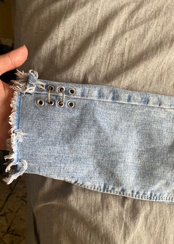 Kadın Mavi Dar Kesim Midi Boy Kot Pantolon - Görsel 3