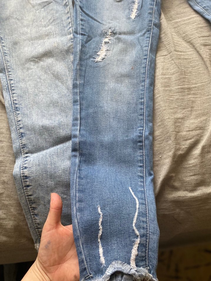 Kadın Mavi Dar Kesim Midi Boy Kot Pantolon - Görsel 5