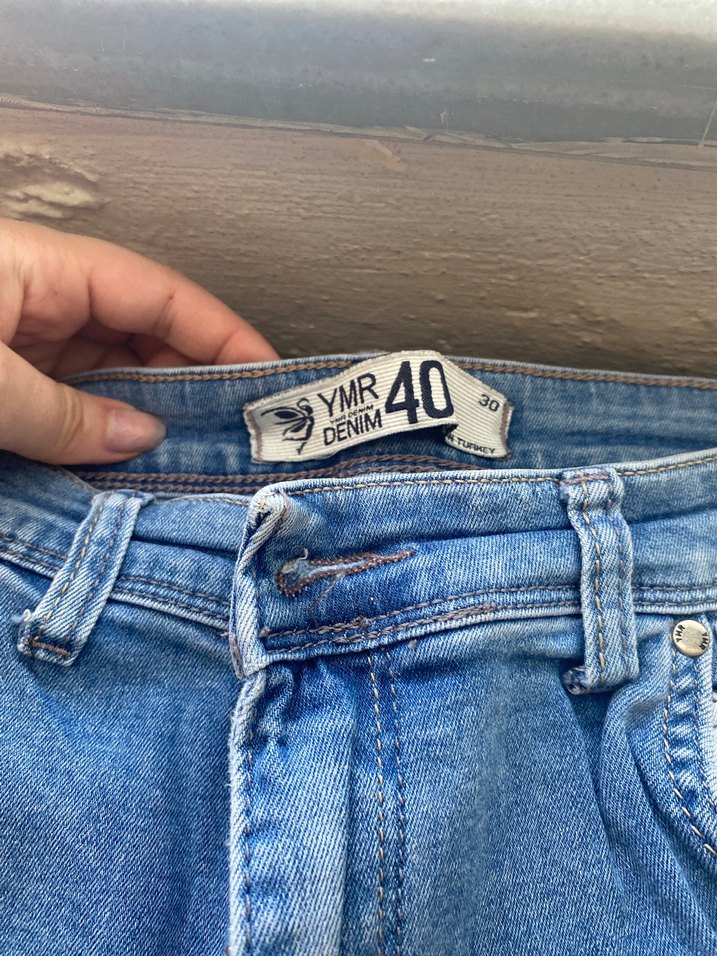 Kadın Mavi Dar Kesim Midi Boy Kot Pantolon - Görsel 4