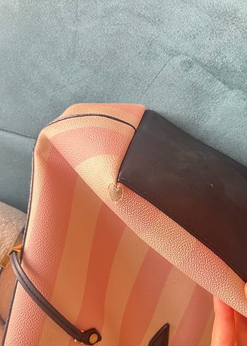 Beden pembe Renk Victorias Secret ikonik çizgili büyük çanta
