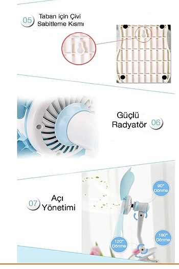 Klipsli masa üstü mini vantilatör fan - Görsel 4