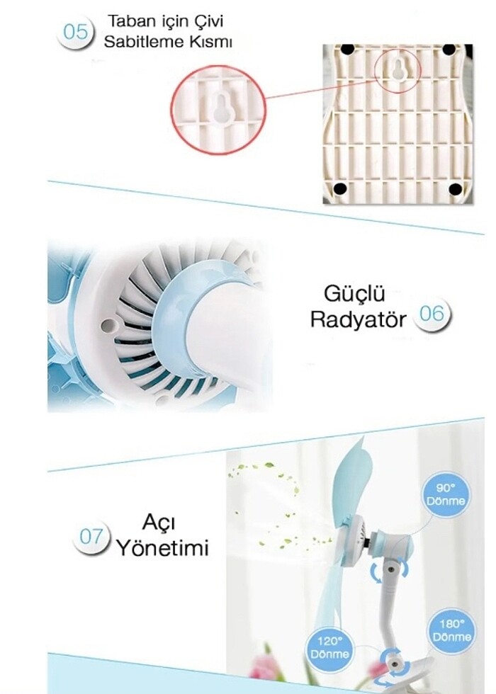 Klipsli masa üstü mini vantilatör fan - Görsel 4