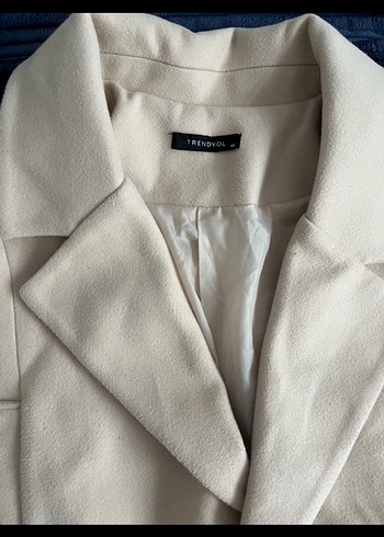 Düğmeli krem Midi Kadın Ceket - Görsel 2