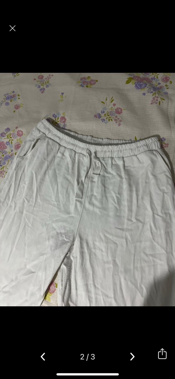 Beyaz Rahat Kesim Keten Kadın Pantolon - Görsel 2