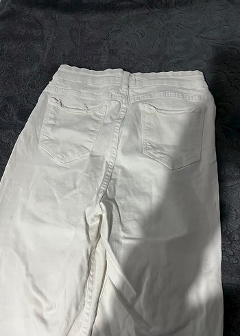 Beyaz Kadın Pamuklu Jean - Görsel 4