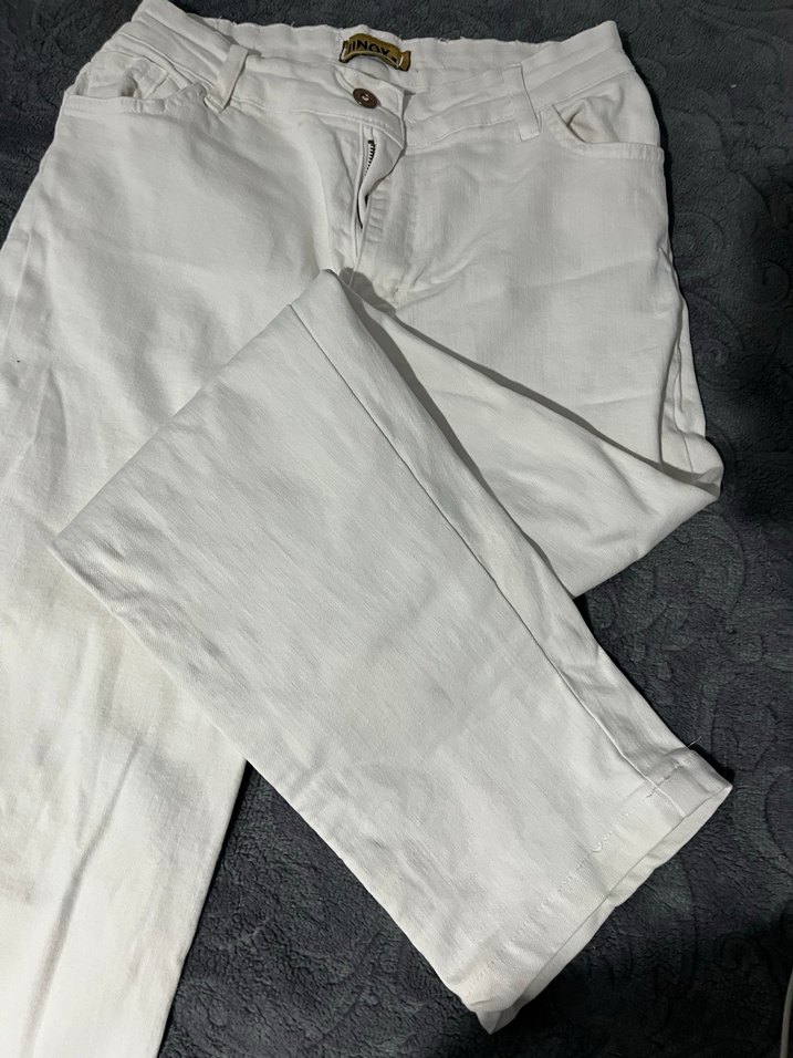 Beyaz Kadın Pamuklu Jean - Görsel 2