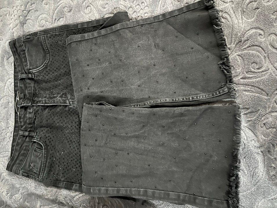 SiyahNakışlı ve Payetli Kadın Kot Pantolon - Görsel 3