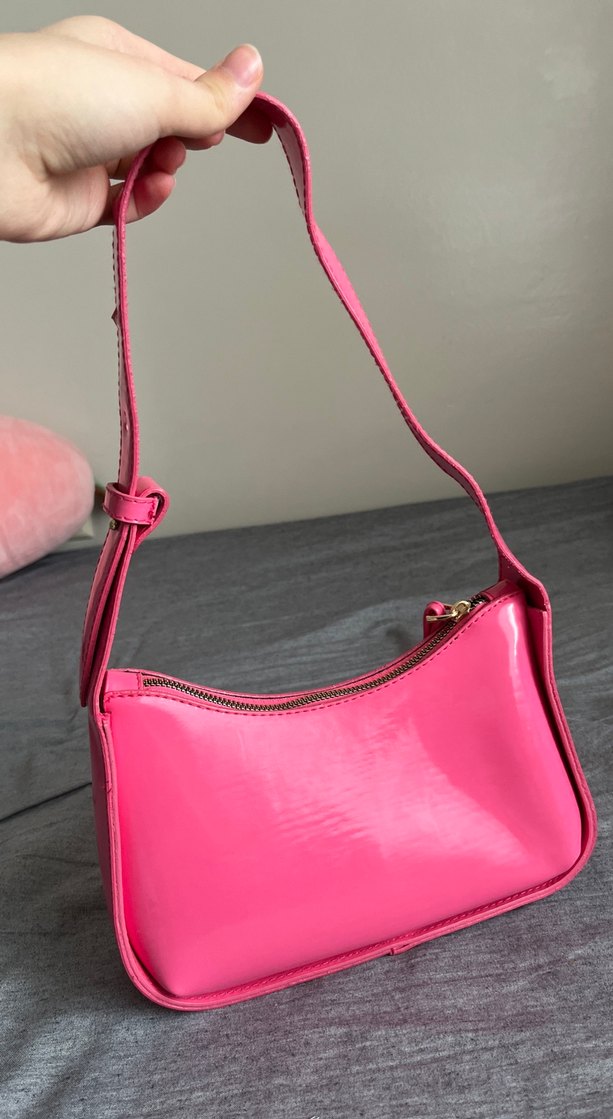 Parlak Pembe Deri Kadın Çanta - Görsel 2
