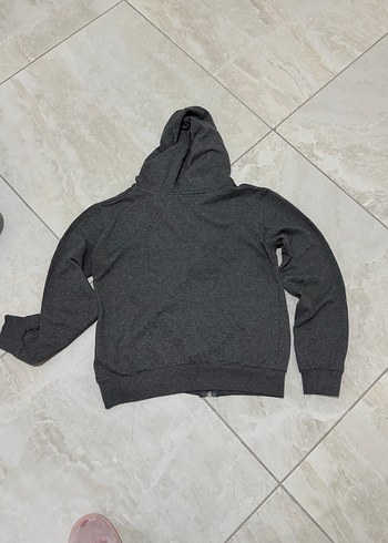m Beden Kapüşonlu Fermuarlı Gri Sweatshirt