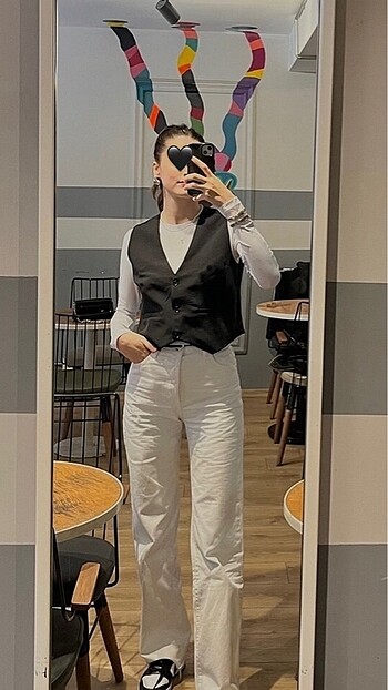 Beyaz wide leg jean