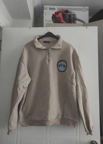 Bej Kadın Fermuarlı Sweatshirt