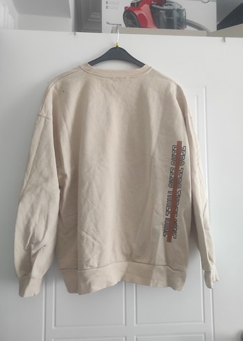 Trendyol & Milla Bej Oversize Sweatshirt Gri Baskılı