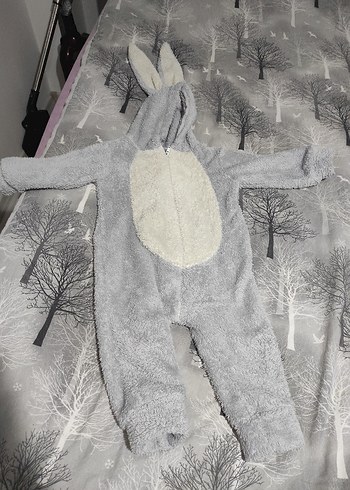 Gri Nakışlı Tavşan Desenli Çocuk Uyku Tulumu - Görsel 2