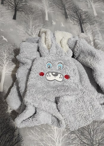 Gri Nakışlı Tavşan Desenli Çocuk Uyku Tulumu - Görsel 3